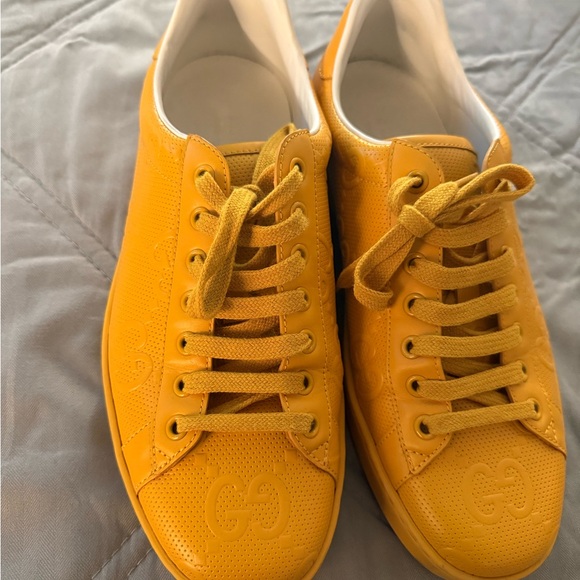 Gucci Mustard Yellow Embossed Sneakers